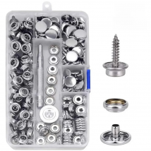 10/50sets Stainless Steel Marine Grade Canvas and Upholstery Boat Cover Snap Button Fastener Kit 15mm Screws Snaps with tool