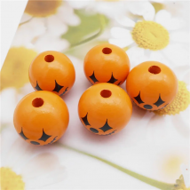 Julie Wang 10PCS 25mm Halloween Wooden Ghost Face Beads Ball Round Wood Spacer Bead Necklace Bracelet Jewelry Making Accessory