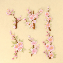 Flower Branch Applique Embroidery Sewing Patch Iron on Glue Sakura Sticker Cheongsam Ornament Pink Plum Bossom Patchwork Patches