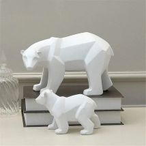 ERMAKOVA Bear Sculpture Geometric Resin Polar Bear Statue Fashion Desktop Ornament Modern Abstract Bear Figurines