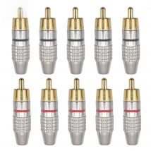 10PCS Gold Plated RCA Connectors - Locking, Anti-Oxidation, Hi-Fi Signal, Solder-Free for Home Theater/Pro Audio