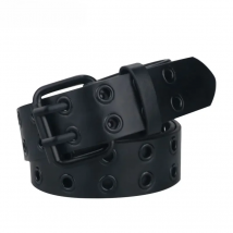 Maikun Halloween New Ladies Black PU Leather Belt Double Exhaust Air Hole Pin Buckle Fashion Trend Waistband Punk Goth Style