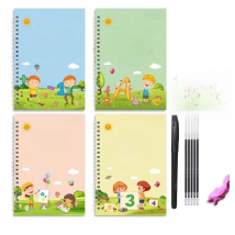 4pcs Magic Groove Practice Copybook Pen Preschools English Verison Kids Calligraphy Children Reusable Writing Book Free Wiping