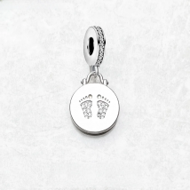 Charm Pendant Disc Baby Footprint Women Summer Vintage 925 Sterling Silver Jewelry Accessories Birthday Gift