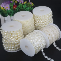 ABS Imitation Ivory Pearl Bead Chain Line Cord Thread Trim for DIY Wedding Party Decoration & Jewelry Findings Craft Accessories