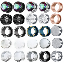 JUNLOWPY Surgical Steel Ear Lobe Stretcher Screw Flesh Tunnel Crystal Zircon Tragus Earring Plugs Expander Gauge Piercing 2pcs