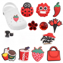 1-13Pcs PVC Strawberry Chili Cool Shoe Charms Buckle Clog Hamburger Shoe Decoration Fit DIY Kids Cute Holiday Gift