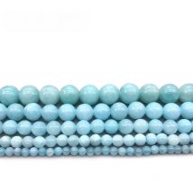 Natural Stone Light Blue Jaspers Round Beads Bracelet Necklace Woman15" Strand 4 6 8 10 12MM Pick Size For Jewelry Making