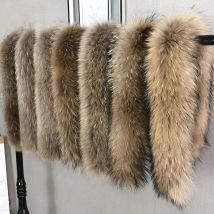 Winter Real Fur Collar Raccoon Luxery Scarf Furry Neck Warmer Women Men Fluffy Natural Fur Shawl Fur Trim Coat Hood Scarves