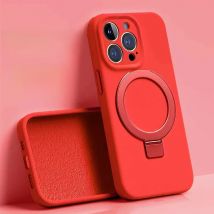 Liduid Silicone Magnetic Stand Phone Case For iPhone 15 14 16 Plus 11 12 13 16 Pro Max Magsafe Charge Protector Soft Cover