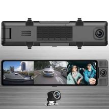 3 Cameras 11.2 inch Car Rearview Mirror Dash Cam 2K UHD Front/Cabin/Rear Camera GPS Tracker 24h Parking Monitor Night Vission