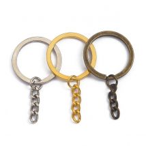 New 10pcs Key Chain Key Ring keychain Brass Rhodium Gold 20mm Long Round Split Keyrings Keychain Jewelry Making Wholesale DIY