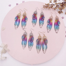 2024 Fairy Rainbow Butterfly Drop Dangle Earrings for Women Gold Colorful Insect Wings Statement Earring Wedding Daily Jewelry