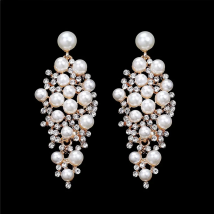 TREAZY Gold Color Bridal Drop Earrings Simulated Pearl Crystal Statement Earrings for Women Wedding Party Jewelry Gift