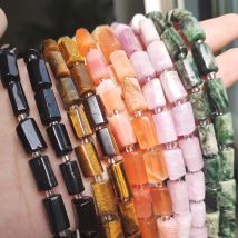 Natural Emeralds Agates Apatite Stone Beads Cylinder Shape Loose Beads for Jewelry Making DIY Bracelet Accessories 7.5'' Strand