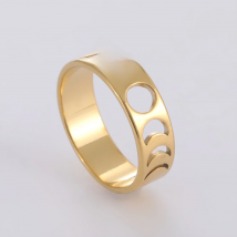 COOLTIME Full Crescent Moon Rings for Women Stainless Steel Fashion Moon Phase Couple Rings Birthday Gifts Wedding Jewelry