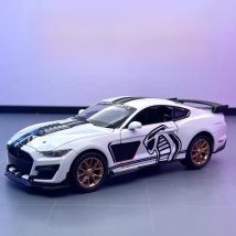 1:32 Mustang Shelby GT500 Miniature Car Model Toys Alloy Diecast Sound Light Doors Opened Pull Back Vehicles for Kids Gifts