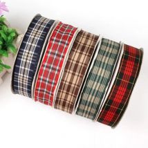 5yards/lot 2.5cm Multiple Options Scottish Plaid Grid Printed Ribbon for DIY Home Decoration Gift Wrapping Christmas Ribbons