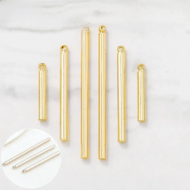 (792)10PCS 15MM 25MM 35MM Thickness 2MM 24K Gold Color Plated Brass Round Rods Charms Pendants High Quality  Jewelry Accessories