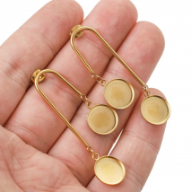 10pcs/lot Gold Stainless Steel Dangle Earring Base Blanks Fit 12mm Cabochon Bezel Settings Diy Post Stud Earrings Findings Craft