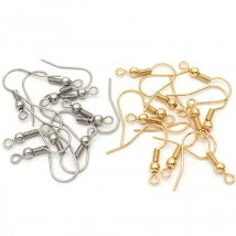 50pcs 316 Stainless Steel Hypoallergenic Earring Hooks Fish Earwire with Coil and Ball for Jewelry Making 20x20mm