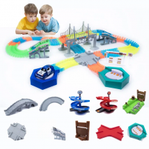 Magical Track Racing Cars With Colored Lights DIY Plastic Racing Rrack Glowing In The Dark Creative Gifts Toys For Children