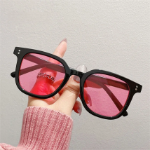 SO&EI Fashion Square Sunglasses Women Clear Ocean Lens Shades UV400 Men Retro Rivets Decoration Orange Pink Sun Glasses