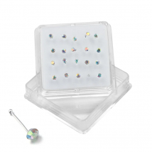 3MM AB Colorful Crystal Nose Studs Rings for Women Body Nose Piercing Bone Ball End Pin Nostril Jewellery 20PCS