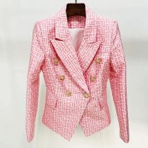 HIGH STREET Newest 2026 Designer Jacket Women Lion Buttons Double Breasted Slim Fitting Monogram Jacquard Blazer