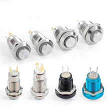 8 10 12 16 mm Waterproof Metal Push Button Switch LED Light Self-locking/Latching Self-reset 3 6 12 24 110 220V high head