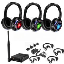 Best Silent Disco Headset Party System LED Flashing Headphones with 3-CH 500M  Transmitter- RF Wireless For iPod MP3 DJ Music