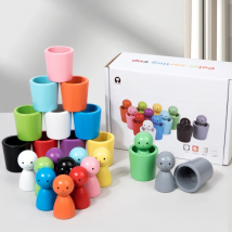 Montessori Color Sorting Toys Color Matching Sensory Game Wooden Peg Dolls in Cups Early Education Learning Toys For Toddler 3+