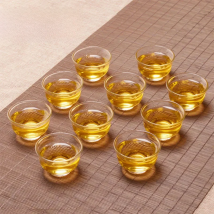 Chinese Teasets Glass Magnolia Cup, Small Teacup, Heat-resistant, 30ml, Travel, 10 PCs/Lot