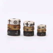 10Beads Yak Bone Loose Beads 8/10/12mm Hand Carved Cross Sun Moon Totem Oblate Beads TSB0525