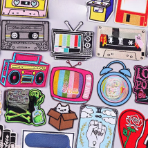 Cartoon TV Embroidery Patch Letter Iron On Patches For Clothing Thermoadhesive Patches On Clothes Rock Tape Patch Stickers Badge