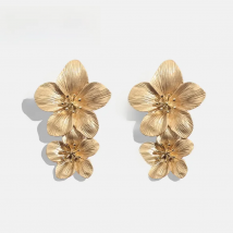 Flatfoosie Fashion Geometric Long Stud Earrings For Women Wedding Vintage Flower Gold Color Punk Statment Gifts Earrings Jewelry