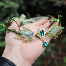 Witch Fairycore Butterfly Wings Elf Tiara Crown Bride Wedding Hair Jewelry for gift