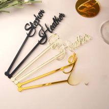 Personalized swizzle sticks table centerpiece Party picks Name drink stirrers Bridal shower Custom love stir stick Wedding decor