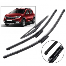 3Pcs Windshield Windscreen Wiper Blades For Dacia Renault Sandero 2015 2016 2017 2018 2019 Front Rear Window Wiper