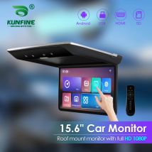 15,6-Zoll-Autodachmonitor TV Flip Down 1080P Video HD-Bildschirm IPS-Bildschirm mit 16-Farben-Umgebungslicht SD HDMI FM Android 10