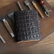 Handmade Alligator Pattern Men's Wallet Genuine Leather 6 Card Slot Wallets For Women Small Mini Retro Male Change Pocket