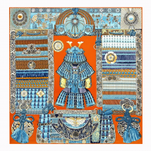 90cm "Armor" Design Twill 100% Silk Scarf Hand Rolled Edges Foulard Hijab Scarf Head Luxury Brand Square Scarves Women Shawl