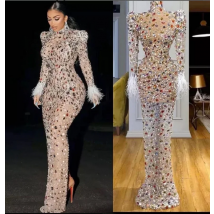 Party Sequin Dress Women Bandage Mesh Black Beads Elegant Evening Celebrity Spring Summer Prom Dance Bodycon Long Prom Vestidos