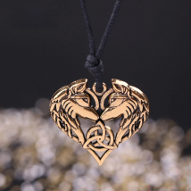 My shape Vintage Wolf Necklace Celtics Knot Pendant Animal Vinking Wolf Heart Necklaces Wax Rope Chain for Men Couple Jewelry