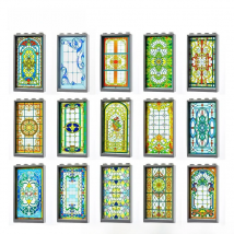 Printed Window Glasses Building Blocks Toys MOC Brick House Decoration 1x4x6 Church City