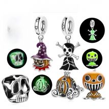 Halloween Pumpkin Car Skull Glow-in-the-dark Dangle Charms Fit Bracelet Necklace Pandent DIY Women Jewelry Gift 2024 New Design