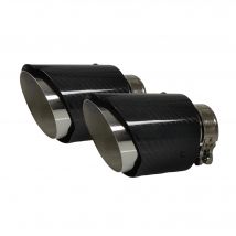 1 Pcs Universal Car Carbon Fibre Tail Throat Stainless Steel Burnishing Twill Glossy Muffler Exhaust Nozzle Tip