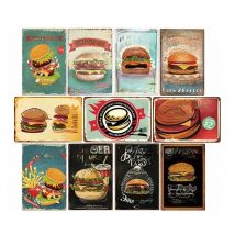 Hamburger Metal Tin Sign Vintage Poster Fast Food Plaque Pub Bar Kitchen Wall Plate Decoration Home Decor 20*30cm