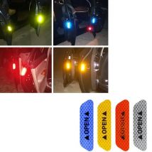 4 pcs Universal Reflective Car Door Stickers Auto Safety Warning OPEN Reflective Adhesive Tape