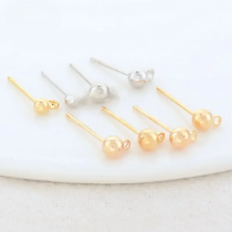 3MM 4MM 14K Gold Color Plated Brass Round Stud Earrings High Quality Diy DIY Jewelry Making Finding Accessories